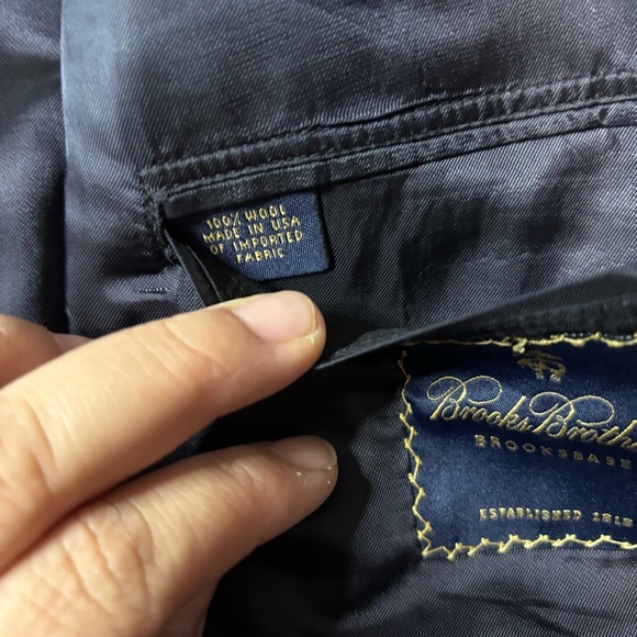 Brooks Brothers Men's Navy Blue Striped Blazer 48 Reg Brooksease 100% Wool USA - Picture 11 of 12